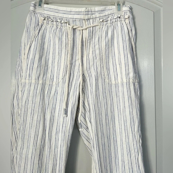 Anthropologie Off White Linen Blend Summer Beachy striped pants size XS - Picture 6 of 16